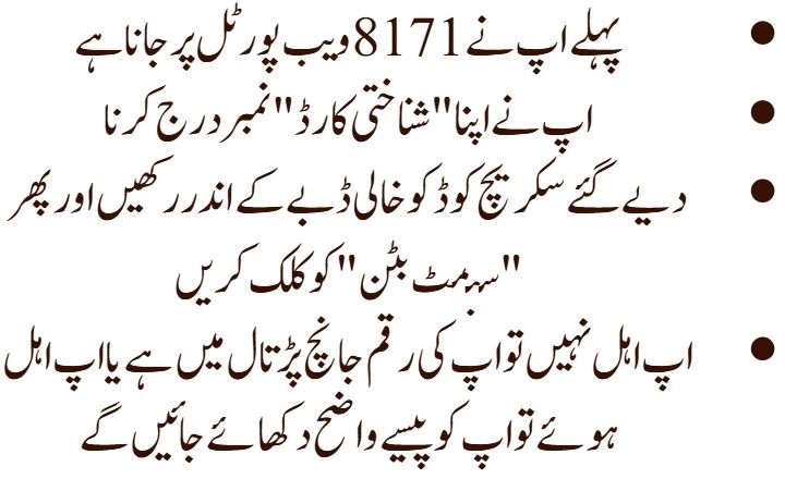 احساس پروگرام 8171 پیسے چیک کرنے کا طریقہ 2025