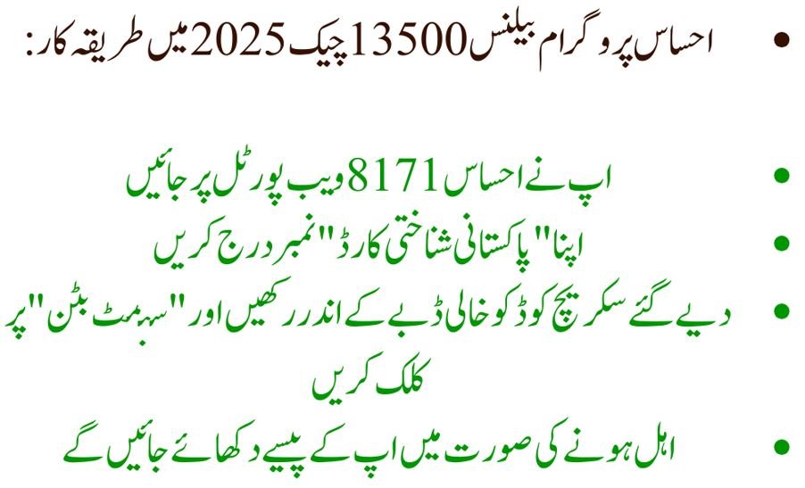 احساس پروگرام بیلنس 13500 چیک 2025