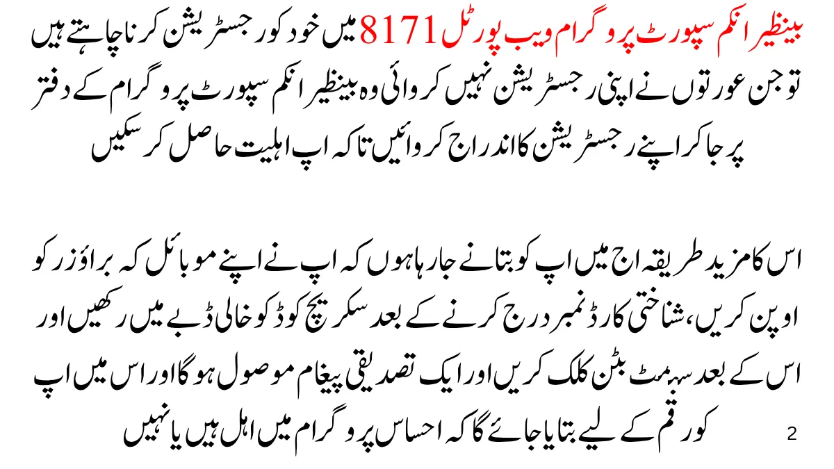 بینظیر انکم سپورٹ پروگرام ویب پورٹل 2025